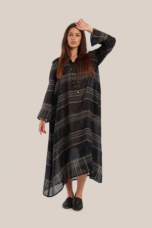 Long jellabiya dress in printed voile